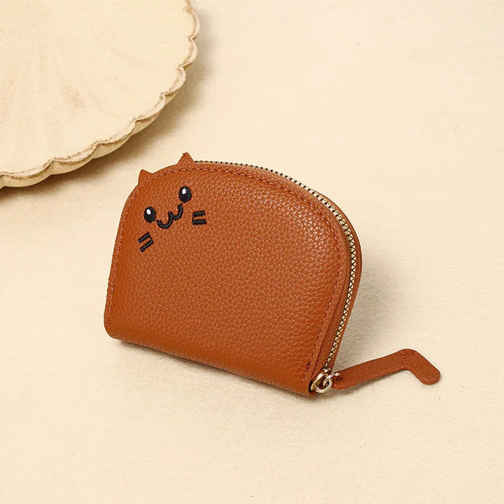 Cartoon Cat Shaped Design Wallet Women's Multi-card Slots Holder Cute Fashion Faux Leather Coin Purse Creative Card Clutch Bag