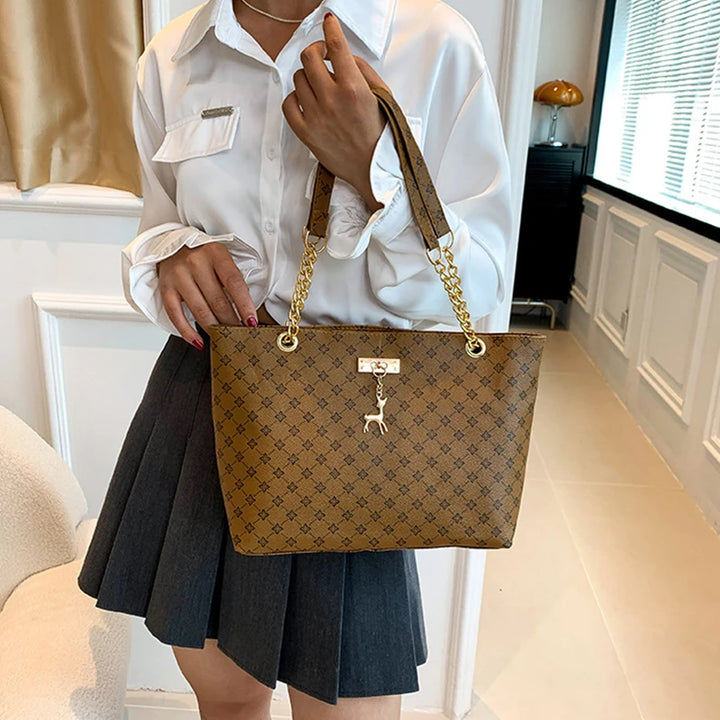 Summer High Quality PU Leather Fashion Large-capacity Shoulder Armpit Women's Bag Work Student Travel Female Retro Handbag Tote