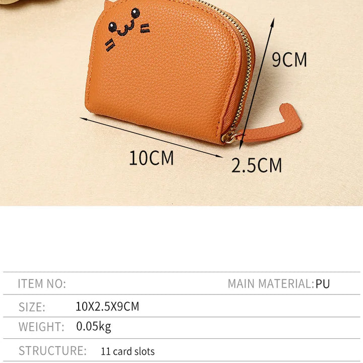 Cartoon Cat Shaped Design Wallet Women's Multi-card Slots Holder Cute Fashion Faux Leather Coin Purse Creative Card Clutch Bag