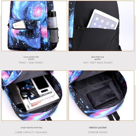 Cross-Border New Star Baby Shi Zi Shi Qi Backpack Black Starry Sky Large Capacity Student Schoolbag Fashion