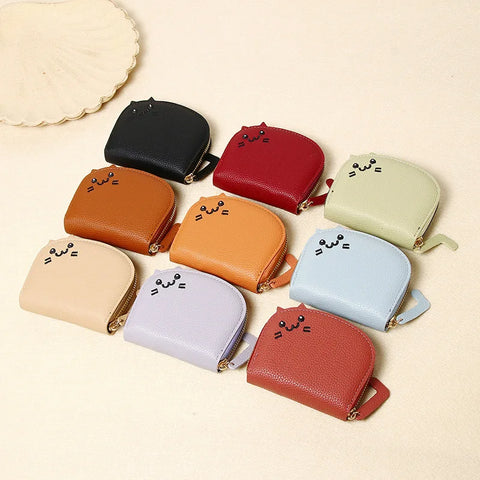Cartoon Cat Shaped Design Wallet Women's Multi-card Slots Holder Cute Fashion Faux Leather Coin Purse Creative Card Clutch Bag