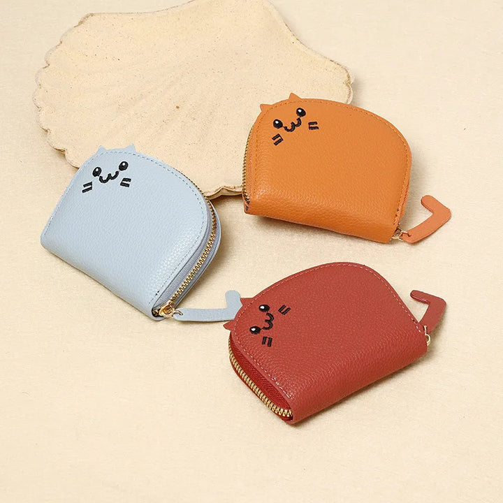 Cartoon Cat Shaped Design Wallet Women's Multi-card Slots Holder Cute Fashion Faux Leather Coin Purse Creative Card Clutch Bag