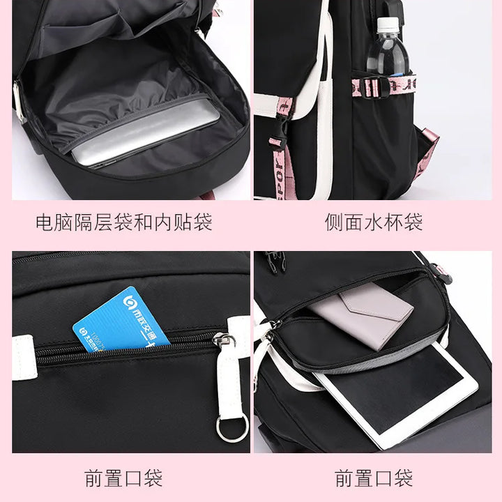 MINISO Kuromi Students Schoolbag Junior High School Female Large-capacity Casual Backpack Primary School Backpack