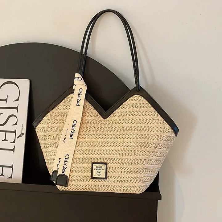 Straw Beach Bag Vintage Handmade Woven Shoulder Bag Raffia circle Rattan bags Bohemian Summer Vacation Casual Bags