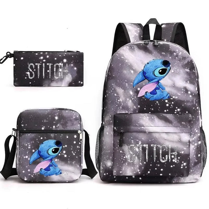 3pcs Set Lilo & Stitch Backpack Anime Shoulder Bag Stitch Pencil Case Black Student Schoolbag Stitch Diagonal Bag Toys Kids Bag