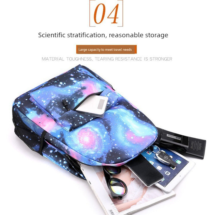 Cross-Border New Star Baby Shi Zi Shi Qi Backpack Black Starry Sky Large Capacity Student Schoolbag Fashion