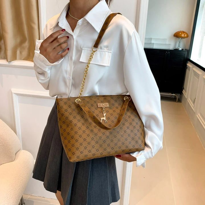 Summer High Quality PU Leather Fashion Large-capacity Shoulder Armpit Women's Bag Work Student Travel Female Retro Handbag Tote