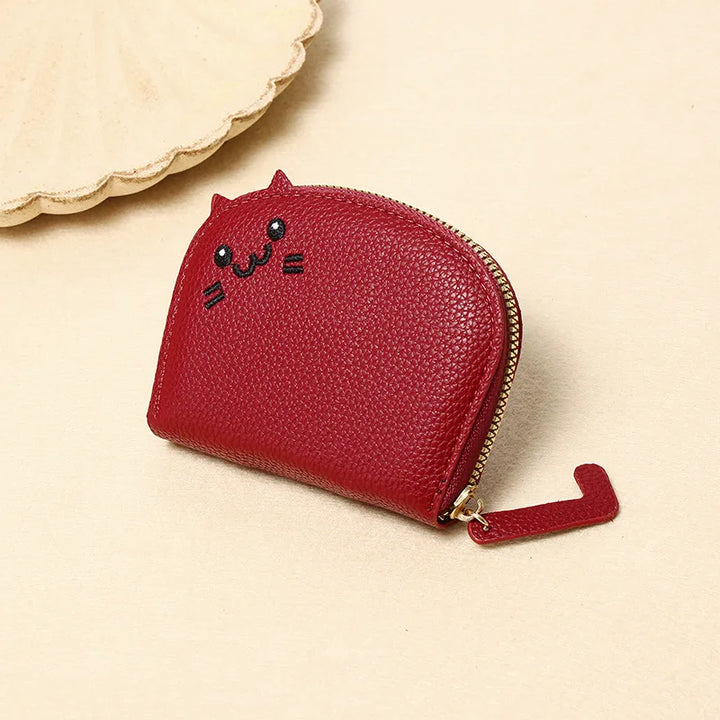 Cartoon Cat Shaped Design Wallet Women's Multi-card Slots Holder Cute Fashion Faux Leather Coin Purse Creative Card Clutch Bag