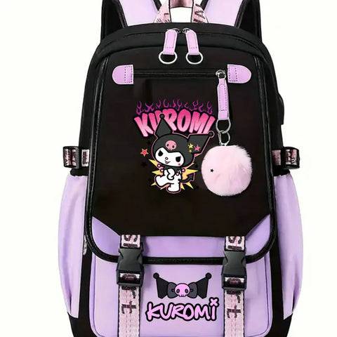 MINISO Kuromi Students Schoolbag Junior High School Female Large-capacity Casual Backpack Primary School Backpack