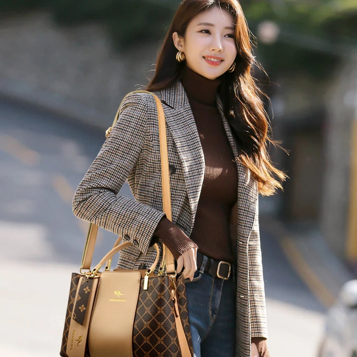 Luxury Handbag Fashion Print Large Capacity Soft Leather Women Shoulder Crossbody Bag Leisure Designer Ladies Purses and Handbag