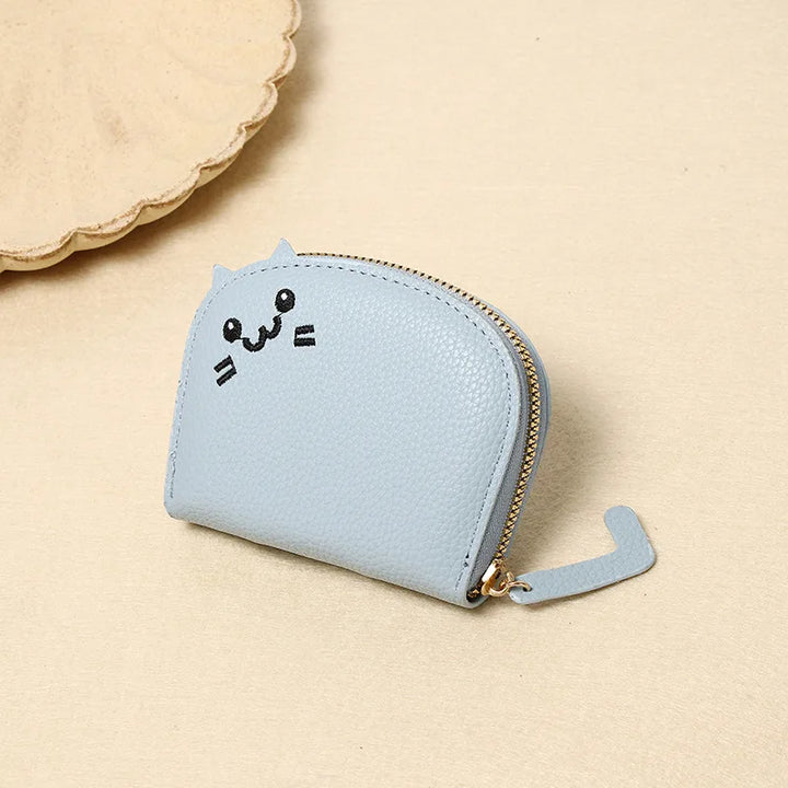 Cartoon Cat Shaped Design Wallet Women's Multi-card Slots Holder Cute Fashion Faux Leather Coin Purse Creative Card Clutch Bag