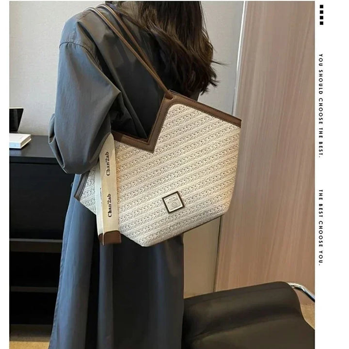 Straw Beach Bag Vintage Handmade Woven Shoulder Bag Raffia circle Rattan bags Bohemian Summer Vacation Casual Bags
