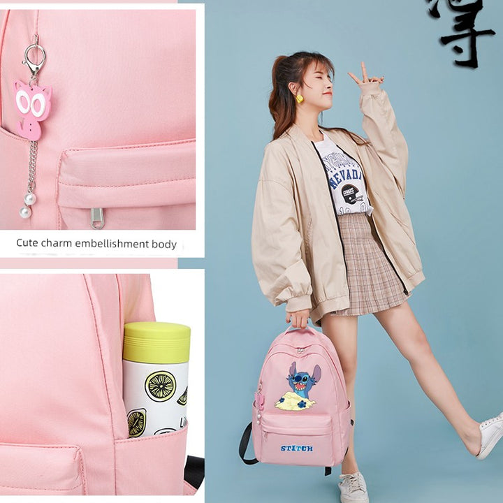 Stitch Star Baby Schoolbag Elementary School Boy Junior High School Student Kids Stitch Joint Name Lightweight Backpack Female