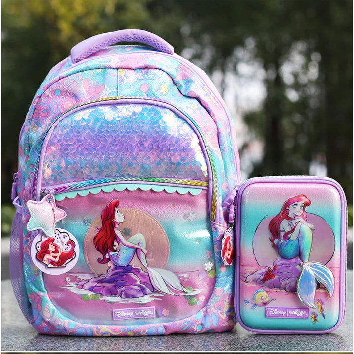 Genuine Disney Australia Smiggle Mermaid School Bag Children Stationery Student Pen Case Lunch Bag Backpack Children's Gift