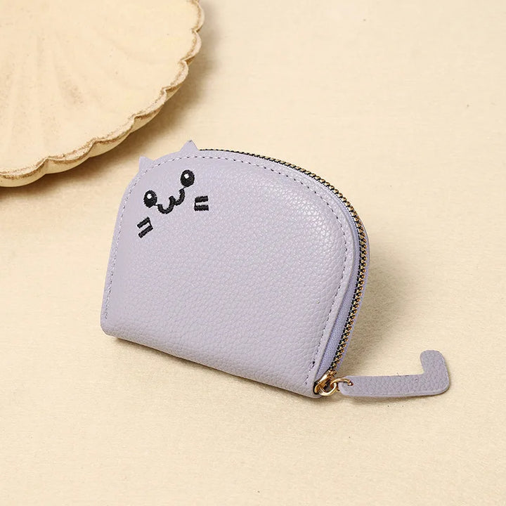 Cartoon Cat Shaped Design Wallet Women's Multi-card Slots Holder Cute Fashion Faux Leather Coin Purse Creative Card Clutch Bag