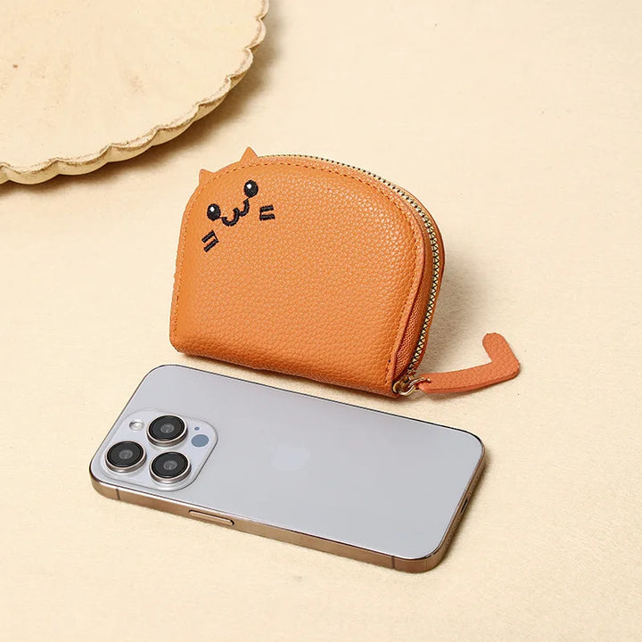Cartoon Cat Shaped Design Wallet Women's Multi-card Slots Holder Cute Fashion Faux Leather Coin Purse Creative Card Clutch Bag