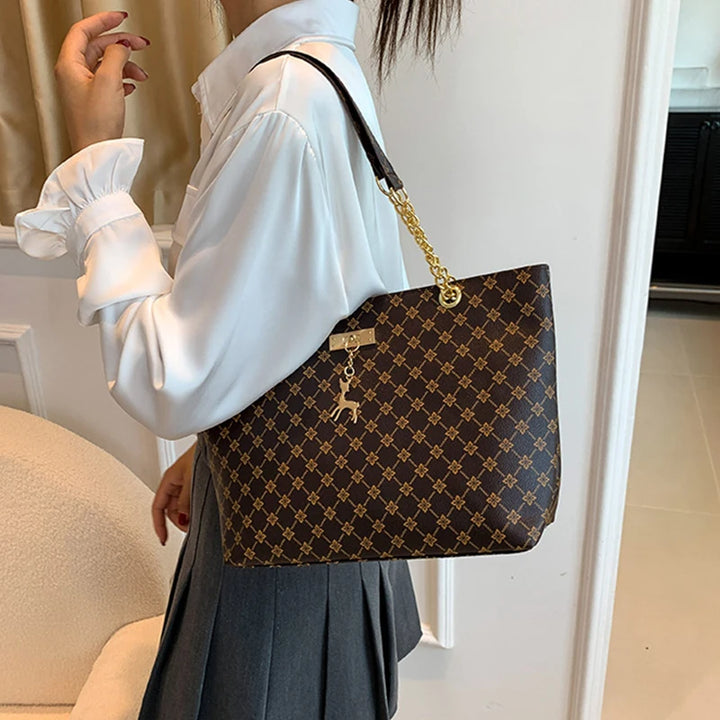 Summer High Quality PU Leather Fashion Large-capacity Shoulder Armpit Women's Bag Work Student Travel Female Retro Handbag Tote